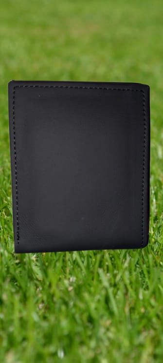 Black Leather Bifold Wallet with ID Window