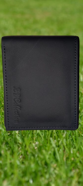 Black Leather Bifold Wallet with ID Window