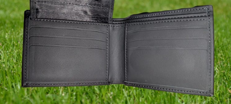 Black Leather Bifold Wallet with ID Window